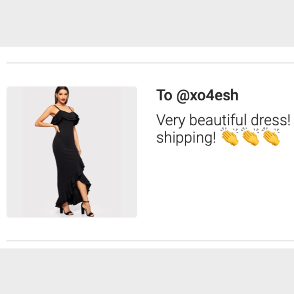 Ruffle Trim Asymmetric Hem Cami Maxi Dress Slit - Picture 4 of 5